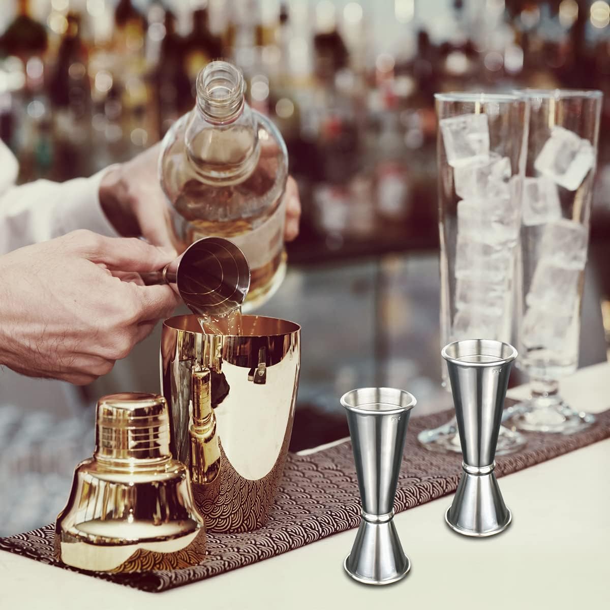 304 Stainless Steel Cocktail Double Jigger Japanese Style Measuring Oz Cup Bar Tool Shot for Bartending Bartender Jiggers Ounce Measurements Alcohol Drink Markings Perfect Party Silver Kitchen Tools - Image 7