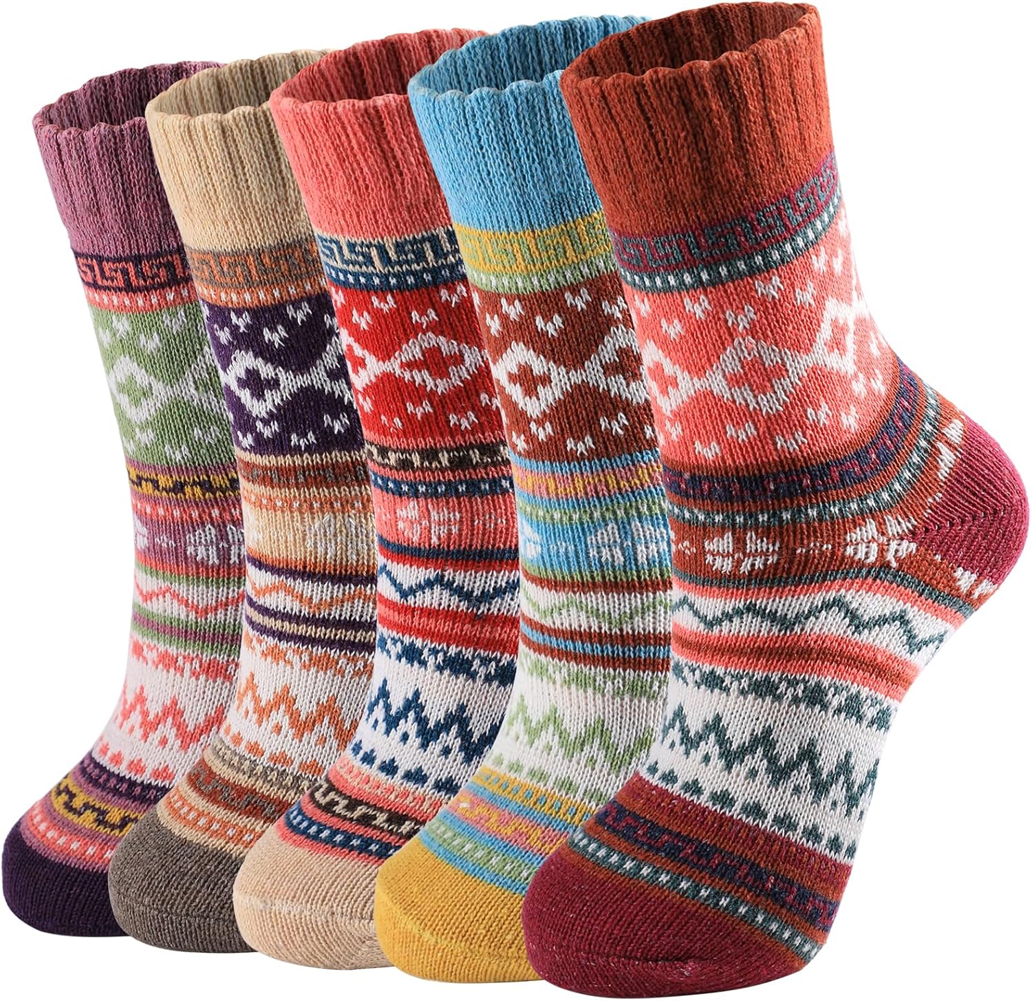 Wool Socks for Women - Womens Wool Socks Winter Sock for Women Men Warm Thick Knit Soft Vintage Casual Crew Sock - Image 1