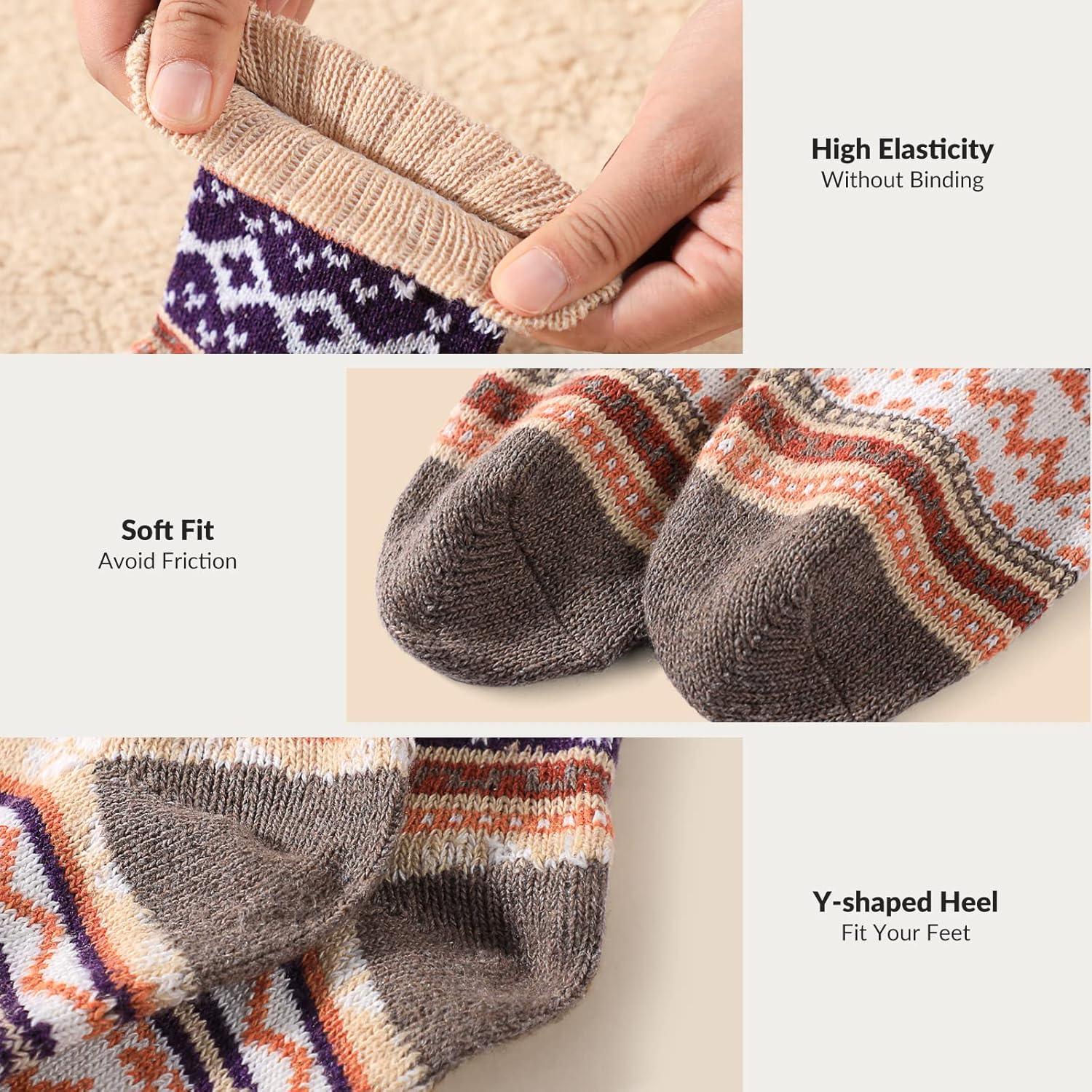 Wool Socks for Women - Womens Wool Socks Winter Sock for Women Men Warm Thick Knit Soft Vintage Casual Crew Sock - Image 5