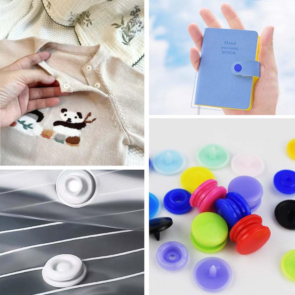150 Sets Plastic Snaps Fasteners T5 Resin Snap Buttons Kit for Clothing Sewing Crafting No-Sew Round with Storage Organizer Crafts Cloth Diaper Bibs Bags (15 Colors) - Image 4