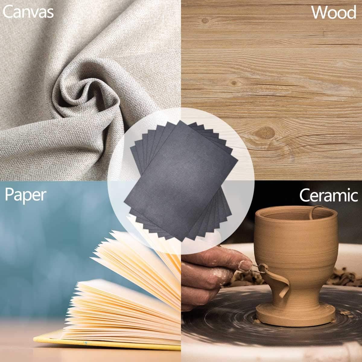 100 Sheets Carbon Transfer Paper Tracing for DIY Wood Working Canvas and Other Art Craft Surfaces Graphite & 5 Pieces Ball Embossing Stylus Black (8.3 x 11.7 Inches) - Image 2
