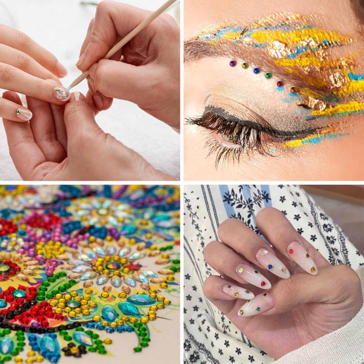 2400 Pieces Flat Back Rhinestones Colorful Round Glass Gems for Nail Art & Face Makeup Flatback Crystal Rhinestone Crafts DIY Clothes Shoes Bags Manicure Diamond (12 Colors) - Image 7