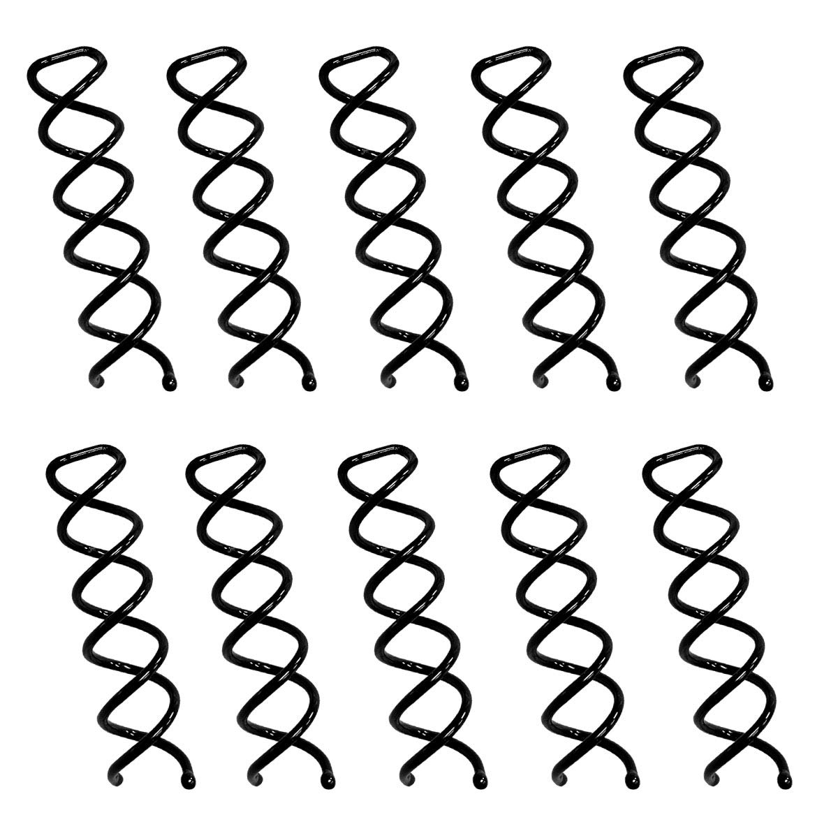 10PCS Spiral Hair Pins, Non-Scratch Ball Tips Screw Pins for DIY Style (Black) - Image 1
