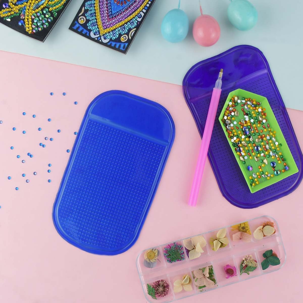 Diamond Art Mat Non-Slip DIY Sticky Tray Gel Painting Tools Anti-Slip Universal Pad Holder Kits for Adults 5D Embroidery Accessories(6 Pieces) - Image 4