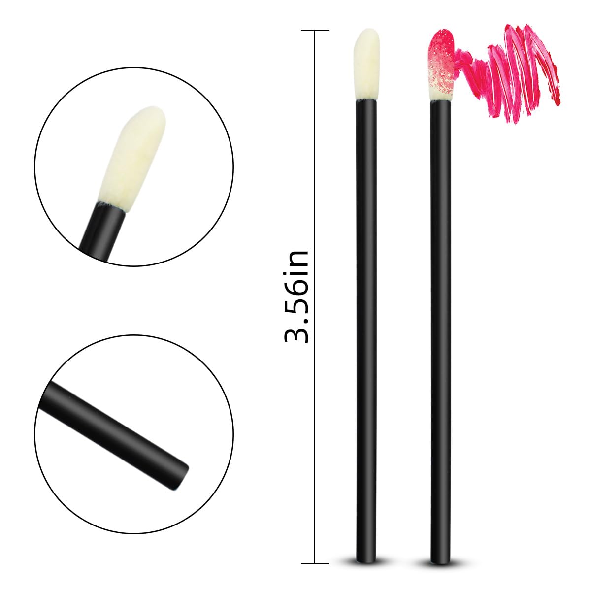 100 Pack Disposable Lip Brushes Lipstick Wands Gloss Applicator Brush Makeup Tool Make Up Applicators Perfect Beauty Cosmetic Kits Mascara Wand Set Lash Spoolies for Eyelash Extensions (Black) - Image 2