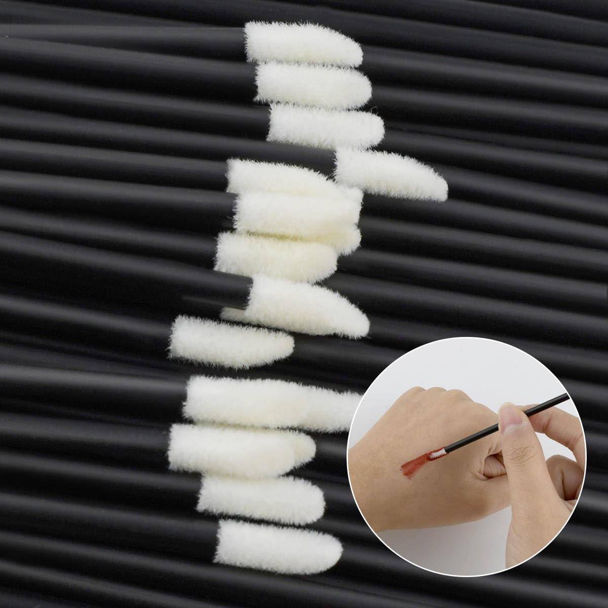 100 Pack Disposable Lip Brushes Lipstick Wands Gloss Applicator Brush Makeup Tool Make Up Applicators Perfect Beauty Cosmetic Kits Mascara Wand Set Lash Spoolies for Eyelash Extensions (Black) - Image 4