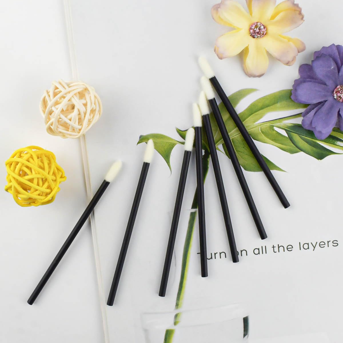 100 Pack Disposable Lip Brushes Lipstick Wands Gloss Applicator Brush Makeup Tool Make Up Applicators Perfect Beauty Cosmetic Kits Mascara Wand Set Lash Spoolies for Eyelash Extensions (Black) - Image 5