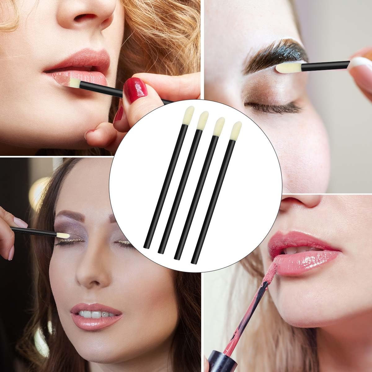 100 Pack Disposable Lip Brushes Lipstick Wands Gloss Applicator Brush Makeup Tool Make Up Applicators Perfect Beauty Cosmetic Kits Mascara Wand Set Lash Spoolies for Eyelash Extensions (Black) - Image 7