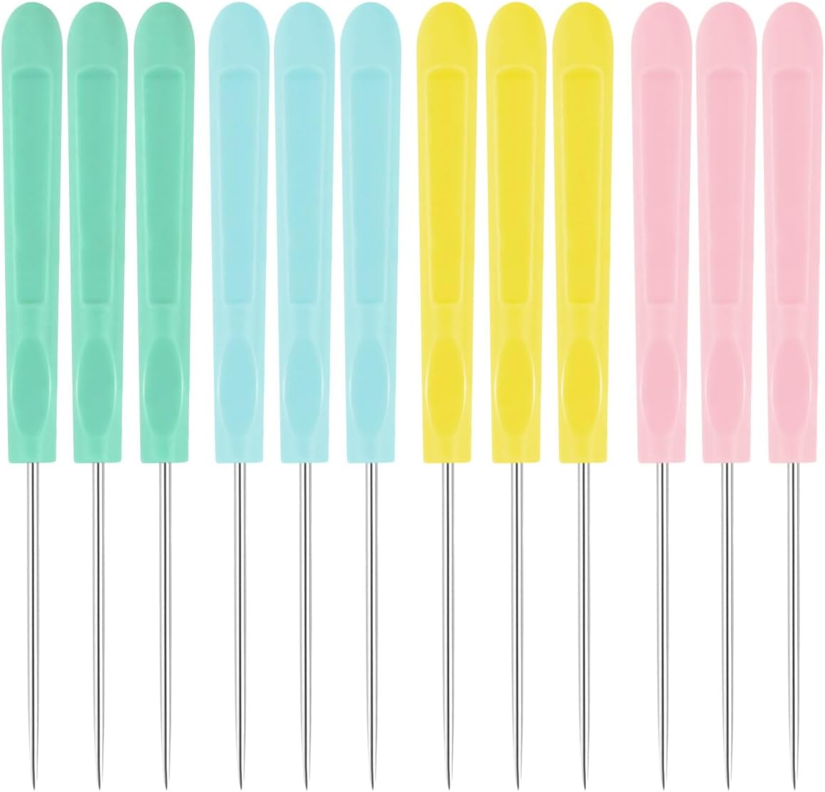 Cookie Decorating Scribe Supplies Icing Tool for Cake DIY Craft Leather Awl Sewing Stainless Steel Fondant Sugar Stir Needle Biscuit Pin Kit with Handle Baking Tool(12 Pieces - Image 1