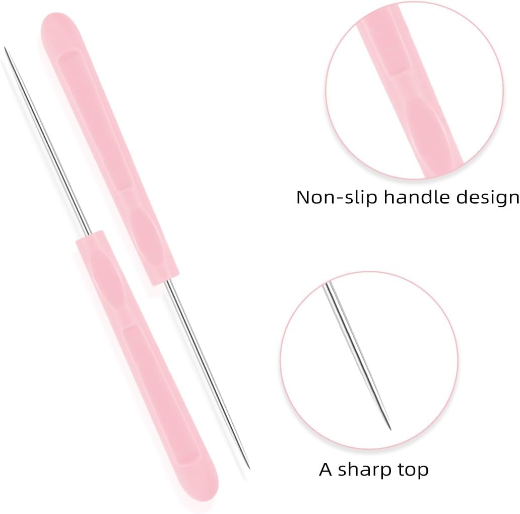 Cookie Decorating Scribe Supplies Icing Tool for Cake DIY Craft Leather Awl Sewing Stainless Steel Fondant Sugar Stir Needle Biscuit Pin Kit with Handle Baking Tool(12 Pieces - Image 3