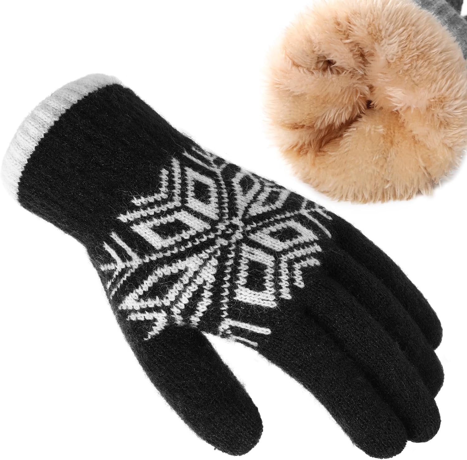 Winter Gloves for Women & Men Wool Winter Gloves Warm Thicken Fleece Touch Screen Glove for Cold Weather - Image 1
