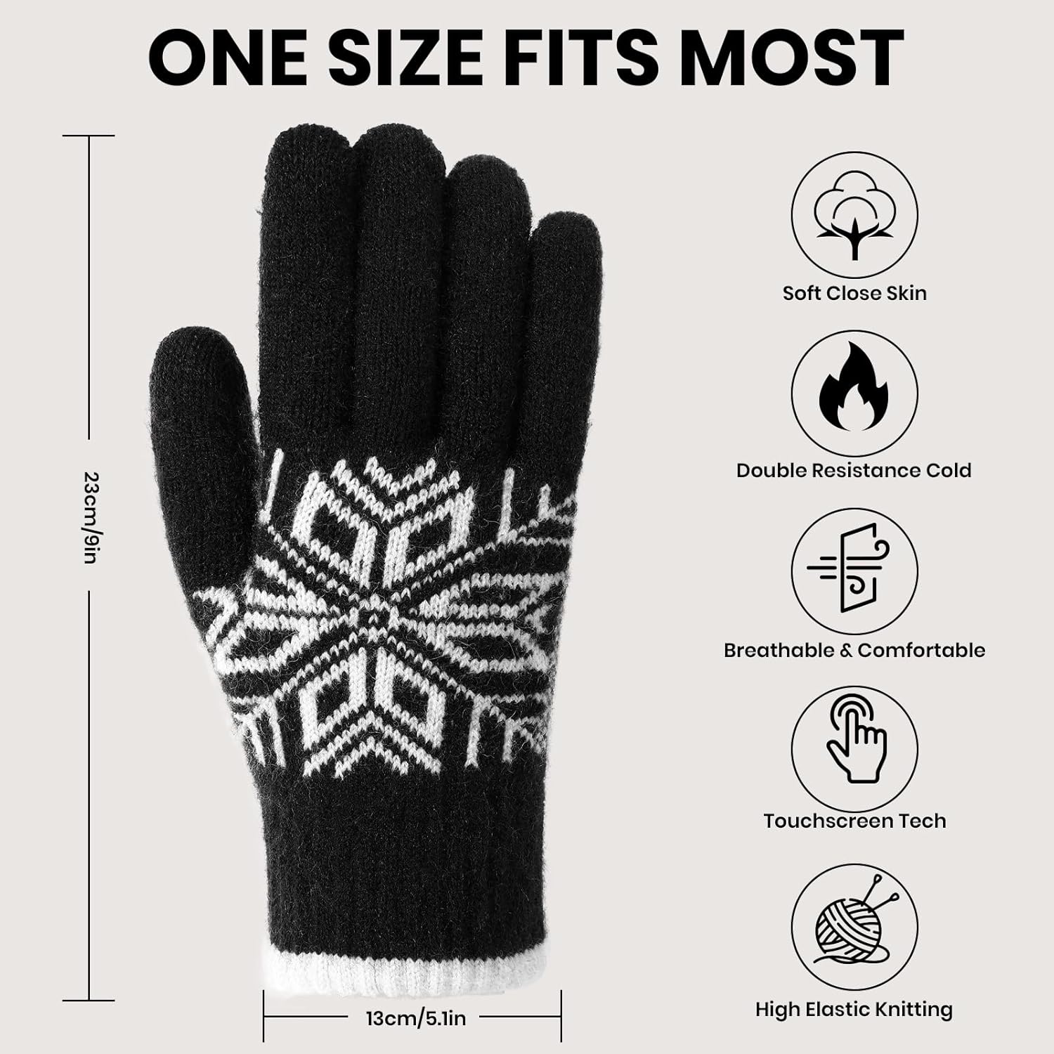 Winter Gloves for Women & Men Wool Winter Gloves Warm Thicken Fleece Touch Screen Glove for Cold Weather - Image 3