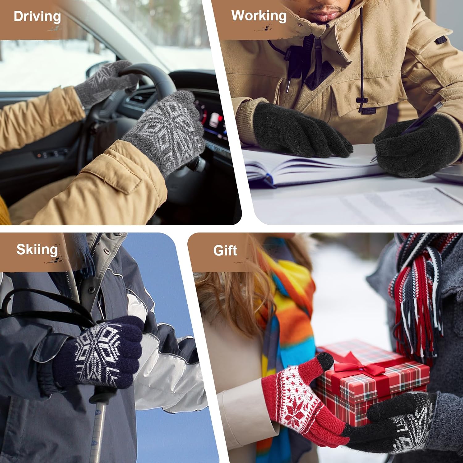 Winter Gloves for Women & Men Wool Winter Gloves Warm Thicken Fleece Touch Screen Glove for Cold Weather - Image 7