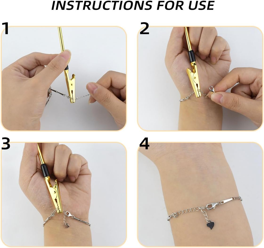 3 PCS Bracelet Helper Tool - Fastening for Watch, Necklace & Zipper Clasps Gold, Silver Rose Gold Metal Jewelry Clasp Hooking Ties - Image 5