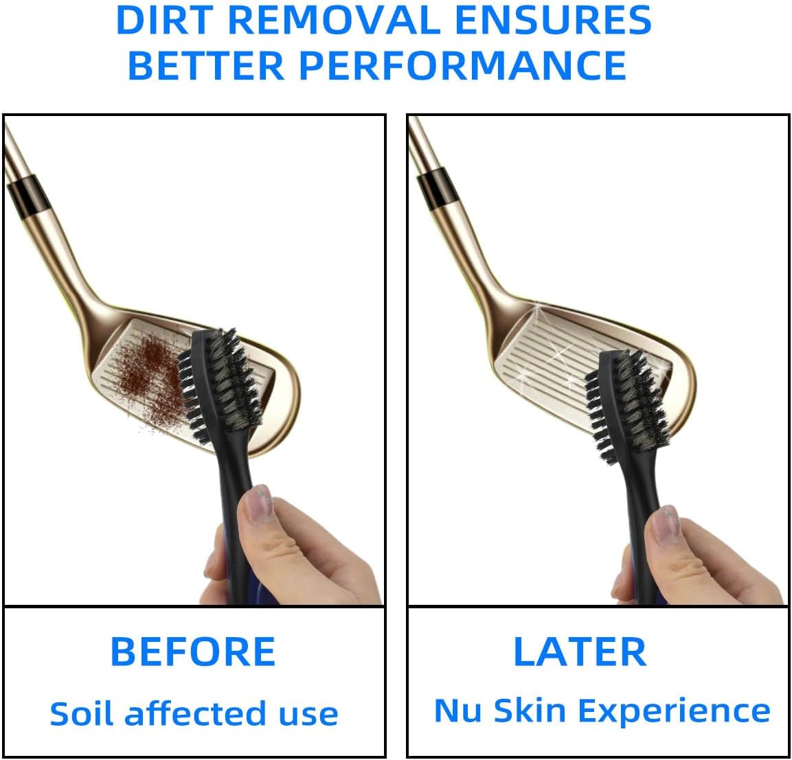 Golf Club Brush and Groove Cleaner Retractable Zip-Line Cleaning Tool Brushes with Aluminum Carabiner Oversized Head Spike Non-Slip Handle Grip Bag Tools - Image 7