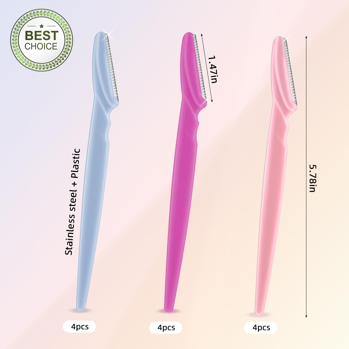 12 Pieces Eyebrow Razor for Women Face Razors Dermaplaning Tool Trimmer Facial with Safety Cover Multipurpose Hair Removal Shaver Precision Men Professional Dermaplane - Image 2