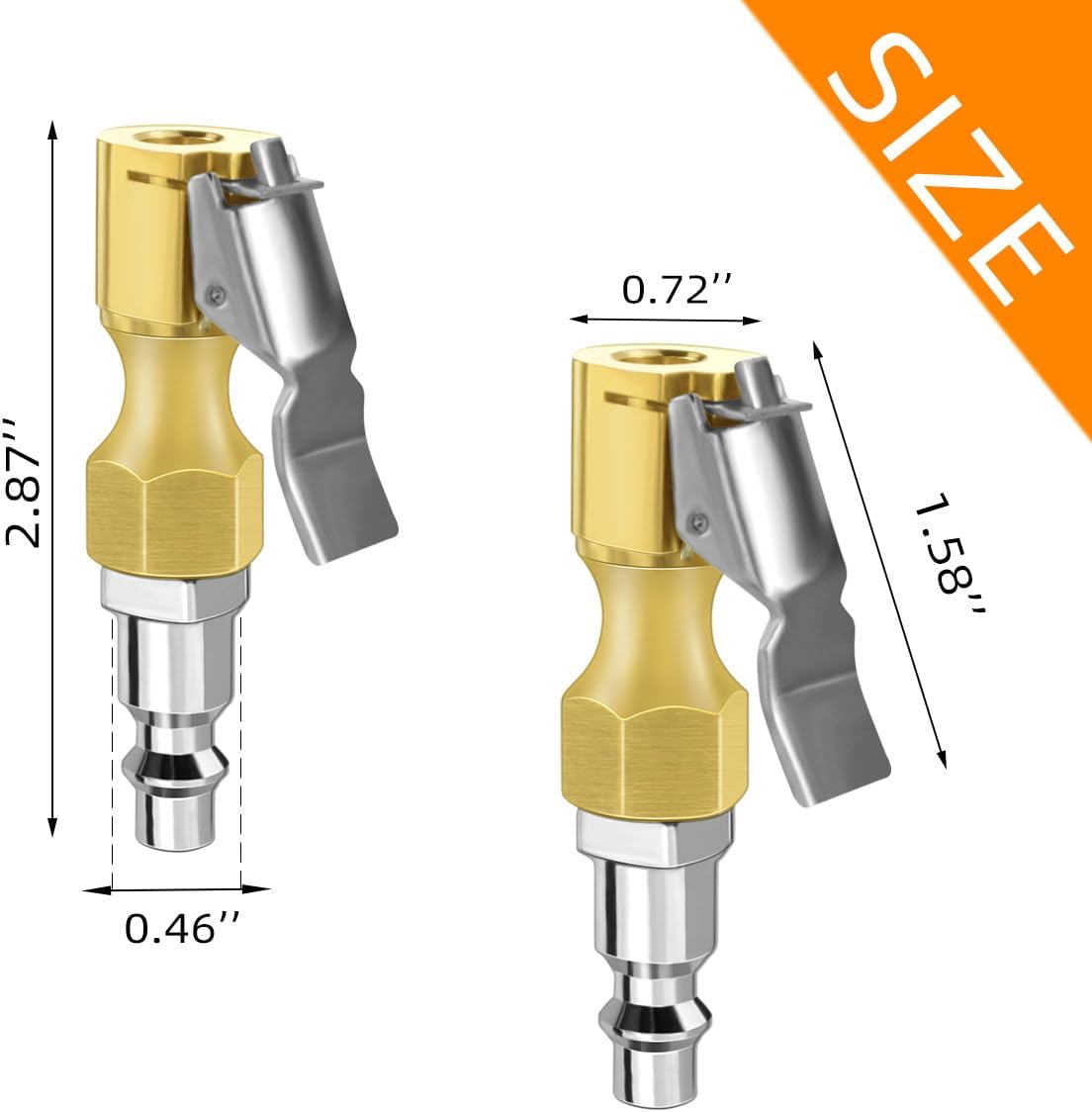 Air Chuck with Clip Tire Inflator Compressor Closed Flow Lock Brass Hose Connect Accessories Heavy Duty Gauge Locking InflatorAdapter - Image 2