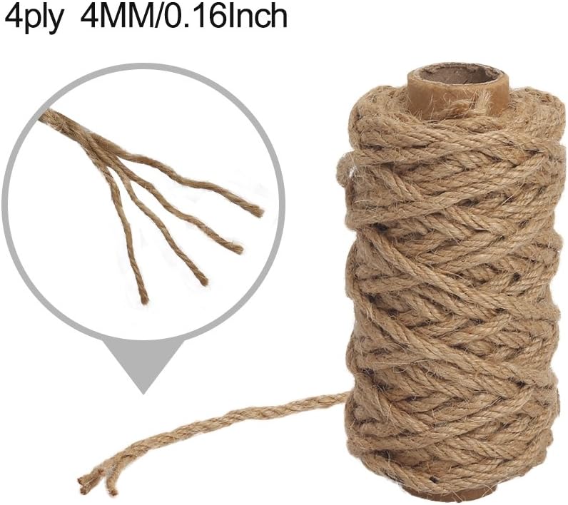 Strong Natural Jute Twine, 4mm Thick 66 Feet Long Jute String Rope Roll for Garden, Arts & Crafts, Home Decor, Packaging - Image 3