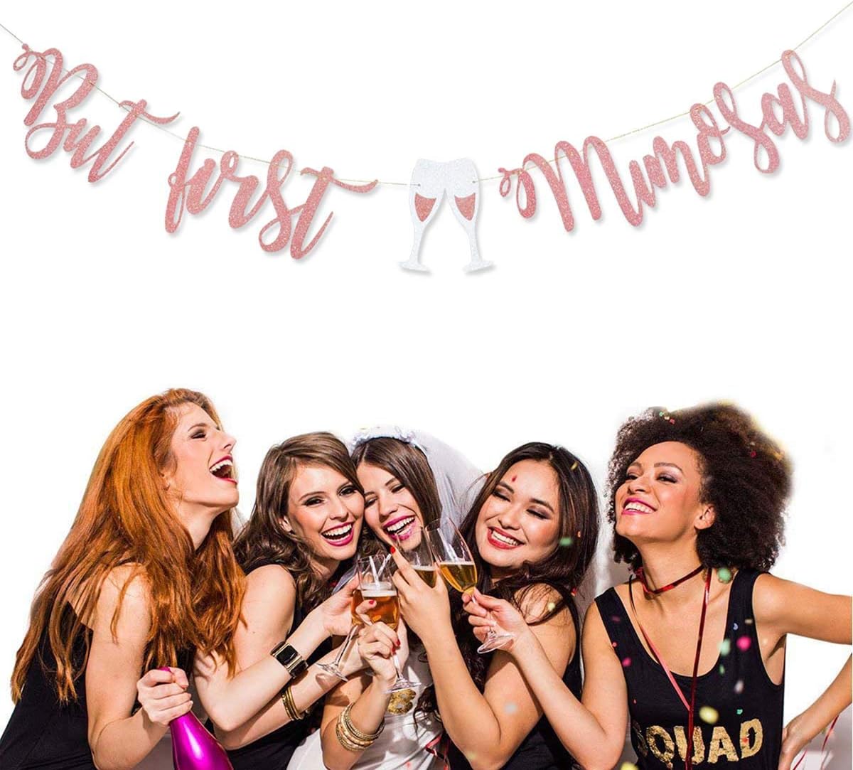 Mimosa Bar Sign But First Mimosas Rose Gold Banner, Decorations for Bridal Shower Baby Bachelorette Party Engagement Wedding Graduation Fiesta Bubbly Champagne Brunch Birthday Rosegold - Image 3