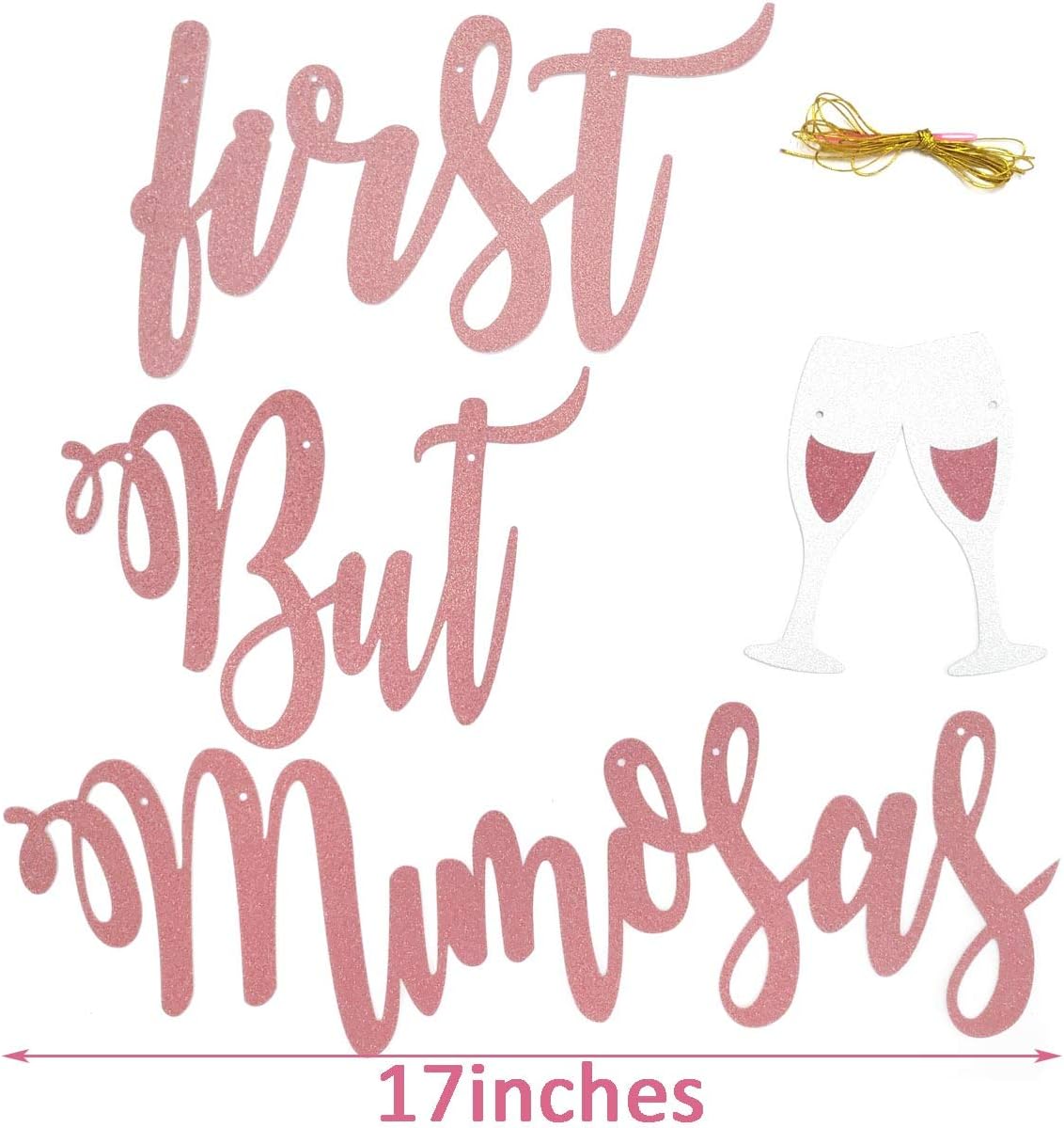 Mimosa Bar Sign But First Mimosas Rose Gold Banner, Decorations for Bridal Shower Baby Bachelorette Party Engagement Wedding Graduation Fiesta Bubbly Champagne Brunch Birthday Rosegold - Image 7