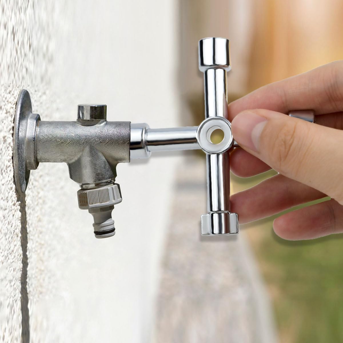 Triangle Multi-functional Sillcock Key 4 Way Square Wrench Water Utility Steel Tool for Electric Gas Meter Box Cupboard Cabinet Opening Spigots Faucet Valve 2 Paack Cross - Image 7