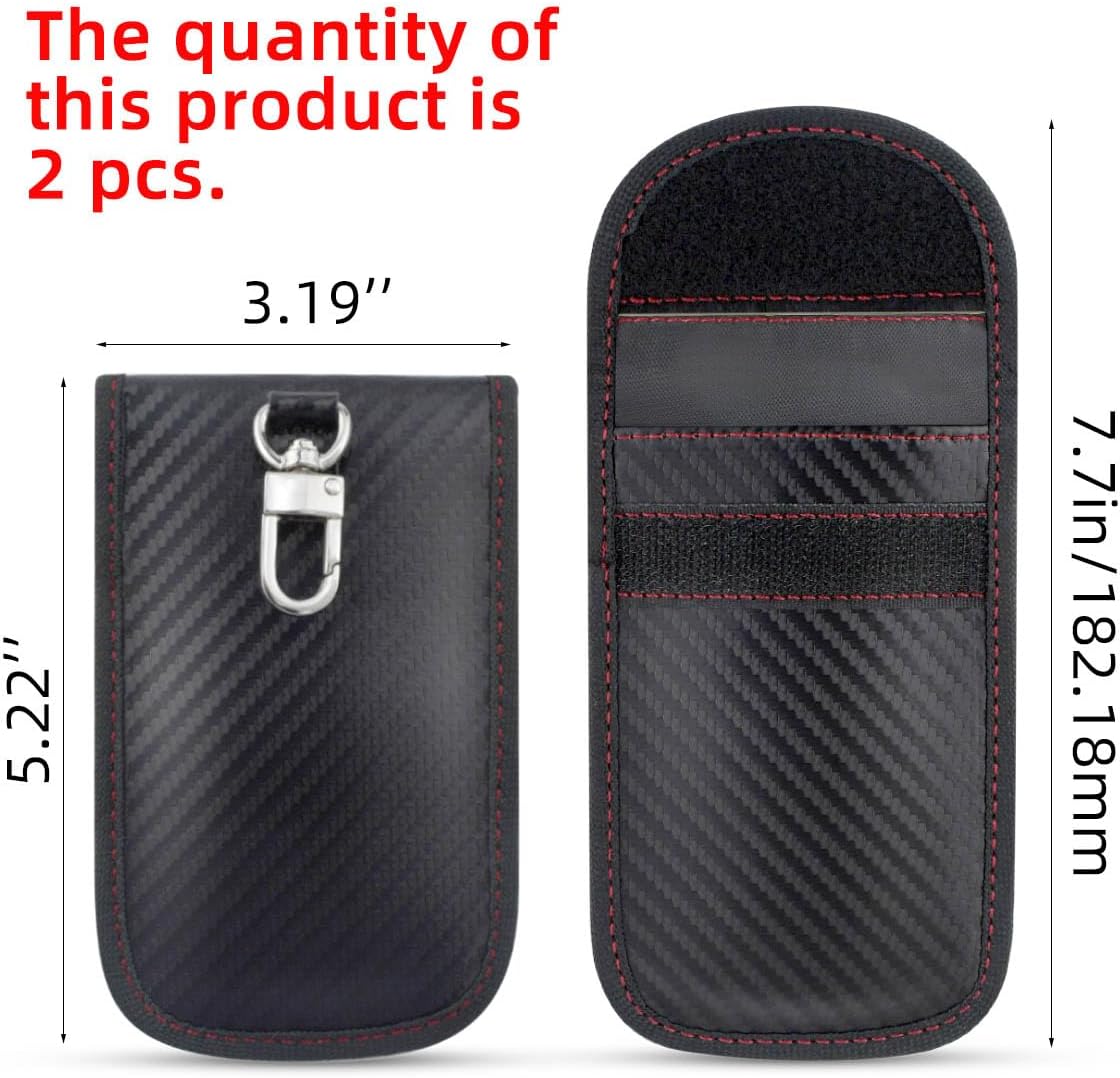 2 Pack Faraday Car Keycase Protective Bag rfid Signal Blocking Key Fob Protector Carbon Fiber Security Anti-theft Pouch Anti-Hacking Case Blocker Rfid Cage - Image 2