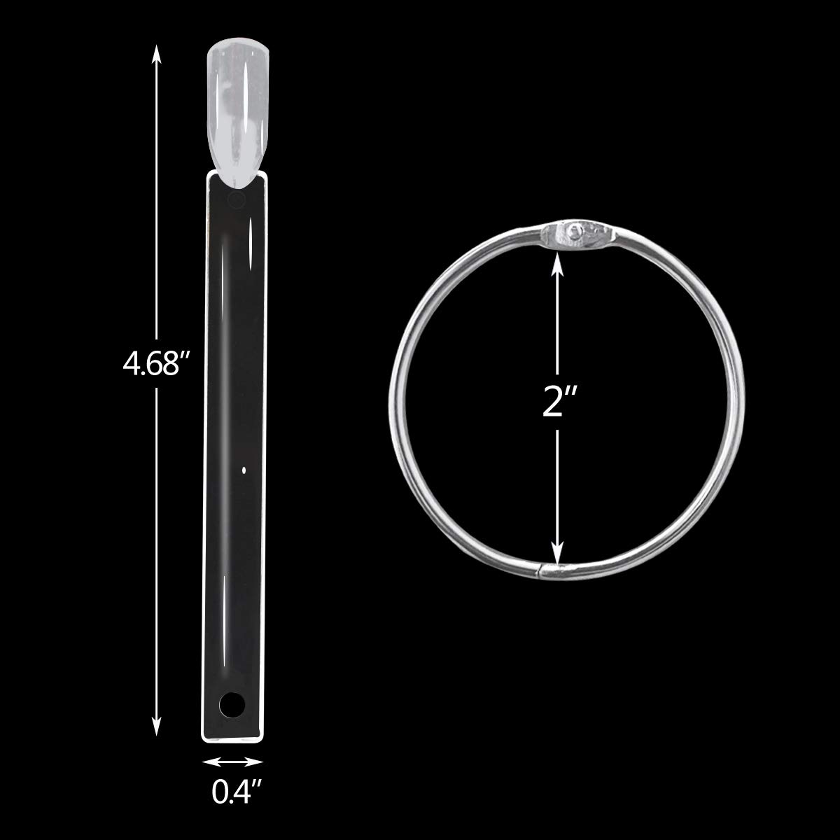 2 Set 100 Tips Clear Nail Art Swatches Sticks Polish Board Display Practice Tool Transparent Fan-shaped False with Metal Screw Ring Plastic Christmas Gift - Image 6
