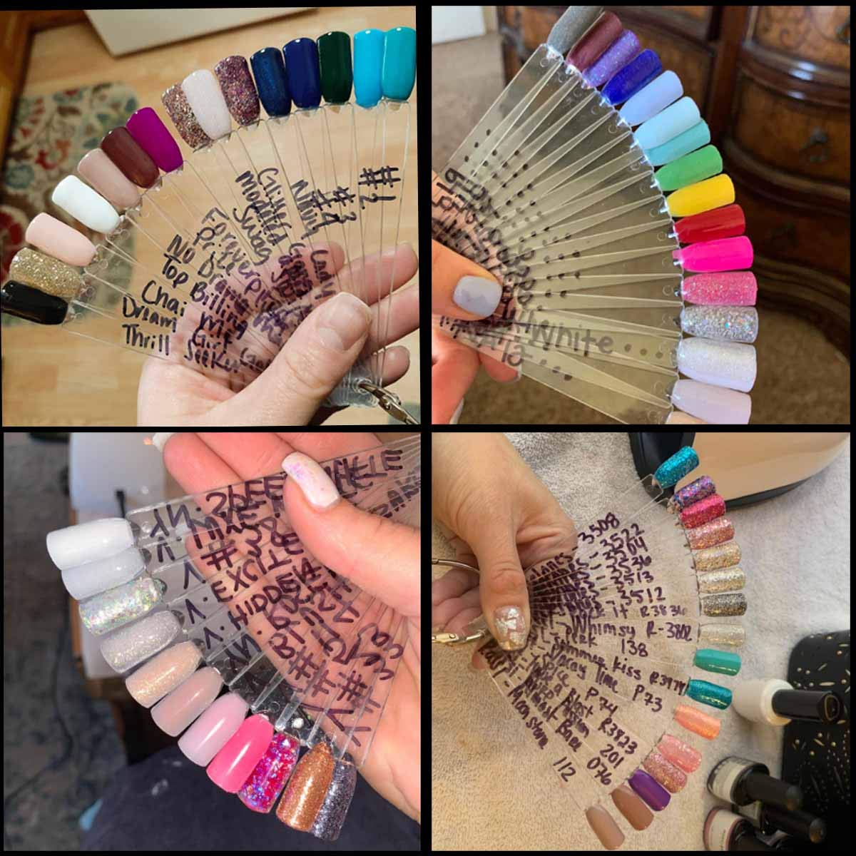 2 Set 100 Tips Clear Nail Art Swatches Sticks Polish Board Display Practice Tool Transparent Fan-shaped False with Metal Screw Ring Plastic Christmas Gift - Image 7