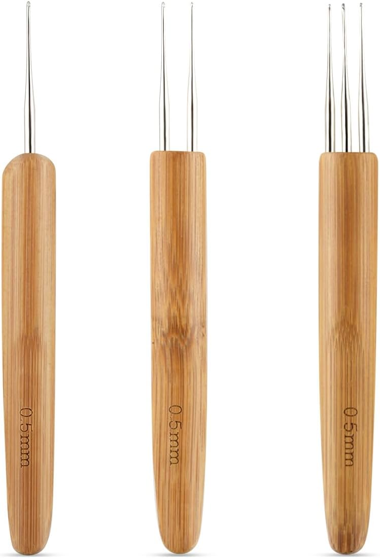 3 Pcs Dreadlock Crochet Hooks - Hook Tool for Hair Locs & Dread Braids 0.5Mm Braid Craft Weaving Needles with Interlocking - Image 1