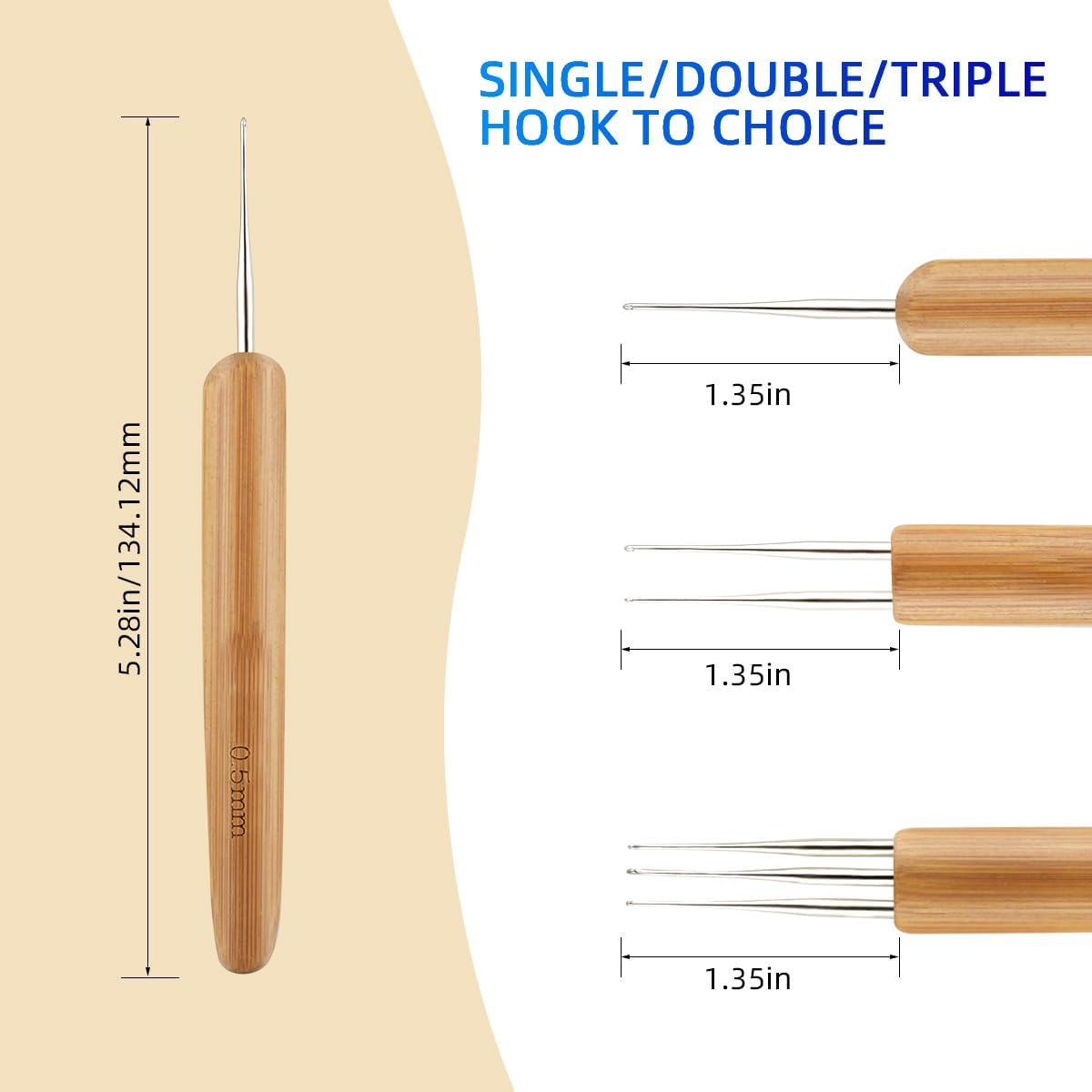 3 Pcs Dreadlock Crochet Hooks - Hook Tool for Hair Locs & Dread Braids 0.5Mm Braid Craft Weaving Needles with Interlocking - Image 2