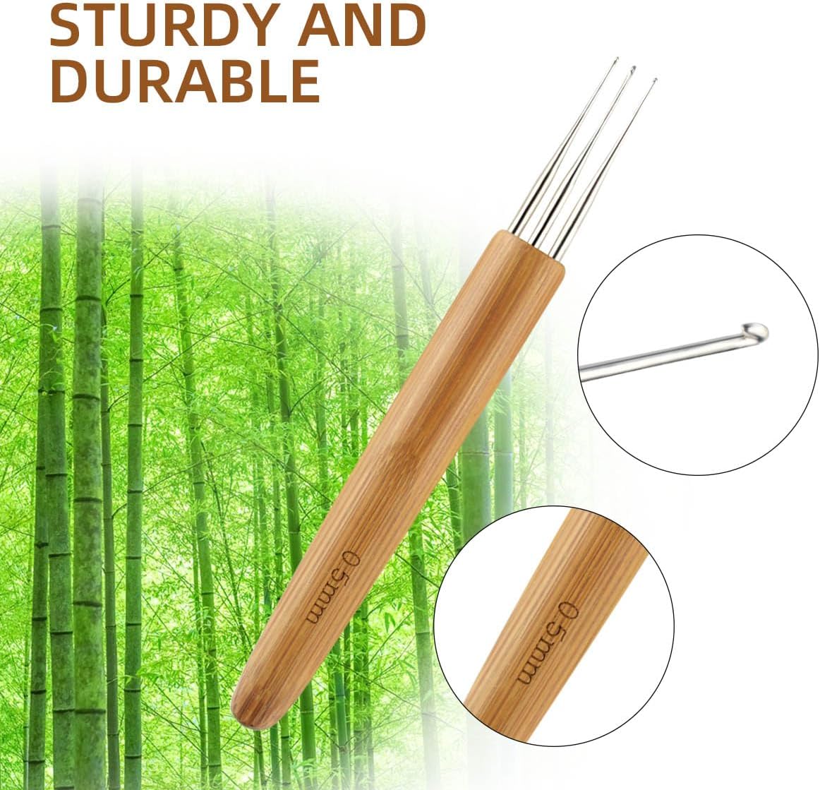 3 Pcs Dreadlock Crochet Hooks - Hook Tool for Hair Locs & Dread Braids 0.5Mm Braid Craft Weaving Needles with Interlocking - Image 3