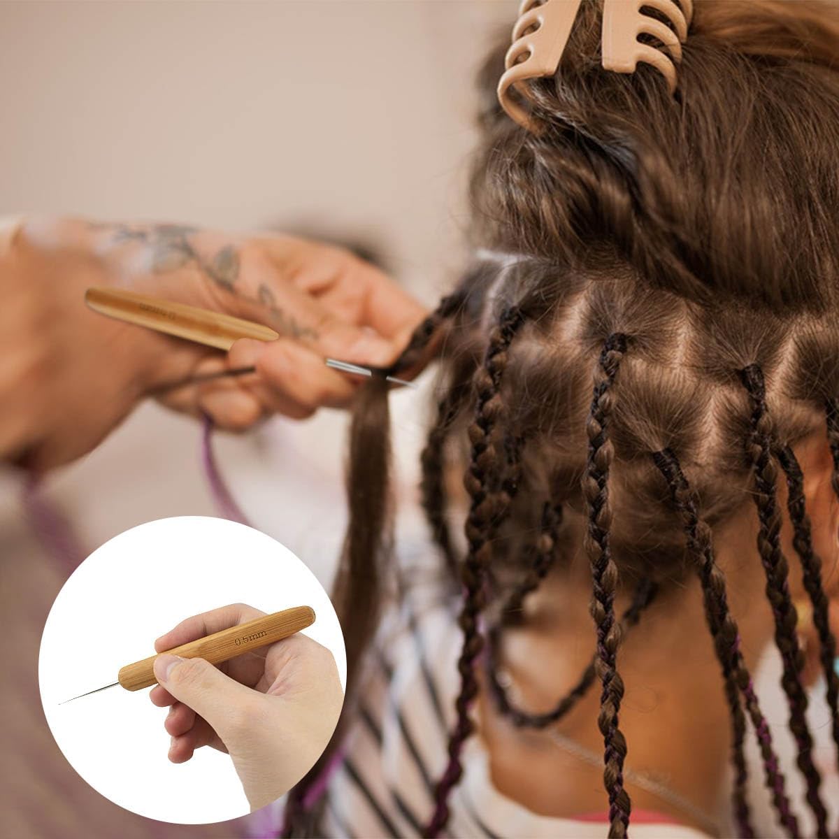 3 Pcs Dreadlock Crochet Hooks - Hook Tool for Hair Locs & Dread Braids 0.5Mm Braid Craft Weaving Needles with Interlocking - Image 5