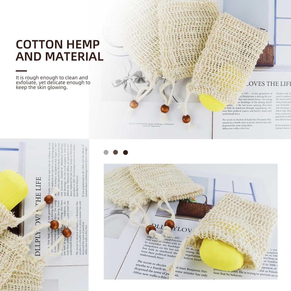 5 Pack Soap Saver Bag Exfoliating Pouch Shower Mesh Bar Natural Sisal for Bath and Bags with Drawstring Plastic-free Foaming Drying - Image 3