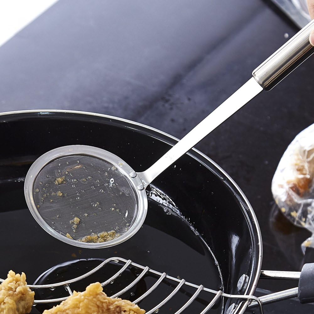 Stainless Steel Fat Skimmer Spoon - Fine Mesh Food Strainer for Grease, Gravy and Foam, Japanese Hot Pot Skimmer with Long Handle - Image 6