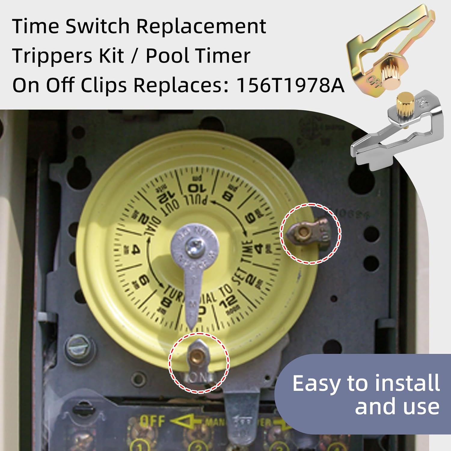 Pool Timer On Off Clips 10 PCS/5 Pairs Time Switch Replacement Trippers Kit 156T1978A Pool Pump Timers Tripper Compatible with Intermatic T100 Series T101 T104 Timers Parts - Image 3