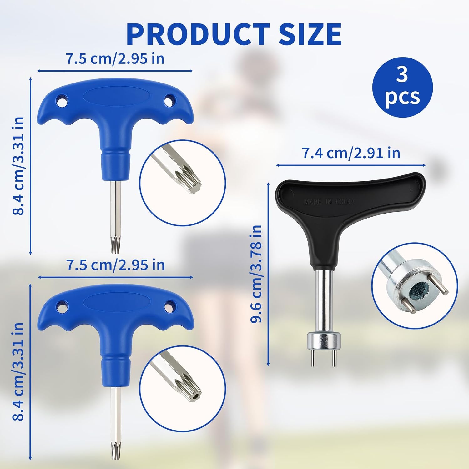 3-Pack Golf Wrenches Set - Golf Torque Wrench Golf Head Adjustment Tool & Spike Wrench for Golf Shoes - Stainless Steel Golf Club Driver Torque Tool with Plastic Handle, T20, T25 - Image 1