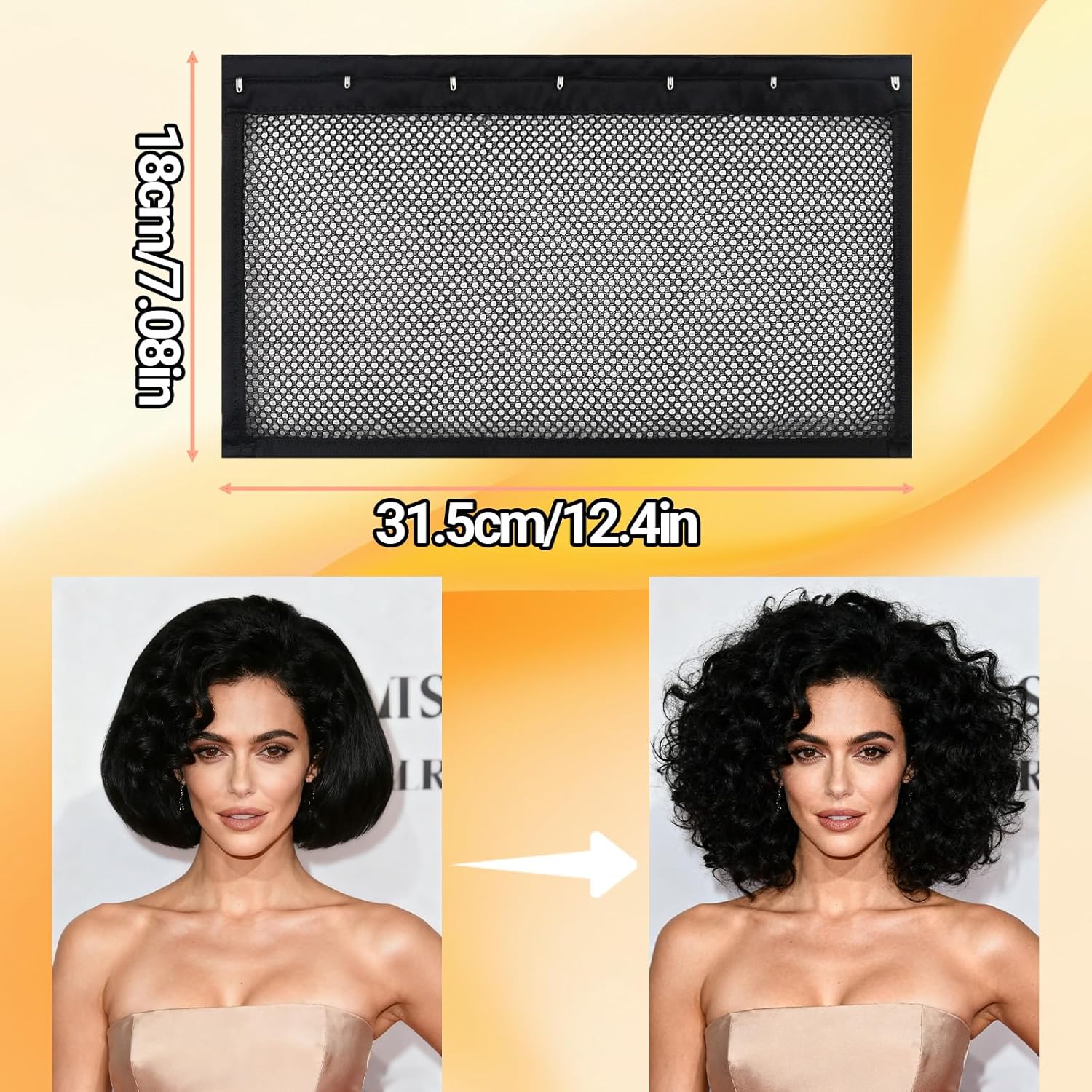2-Pack Hair Stretcher Lengthening Net for Curly - Prevent Shrinkage Lock Hair Stretcher Looser - Wave Ringlets Hair Styling Tools Black 13in - Image 1