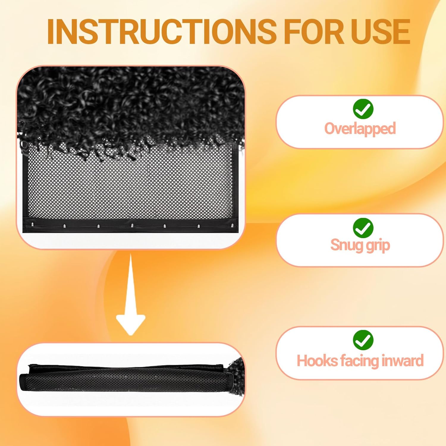 2-Pack Hair Stretcher Lengthening Net for Curly - Prevent Shrinkage Lock Hair Stretcher Looser - Wave Ringlets Hair Styling Tools Black 13in - Image 3