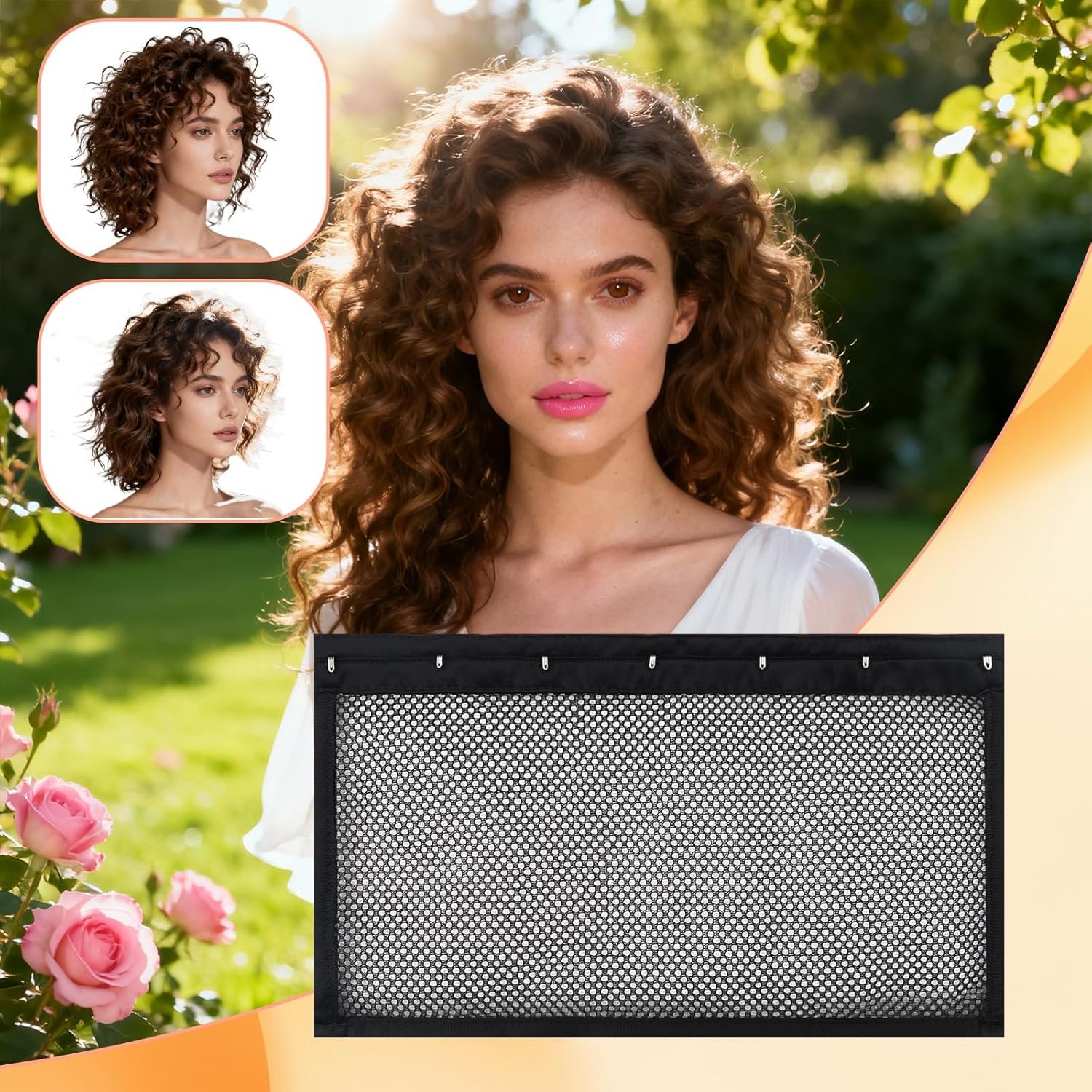 2-Pack Hair Stretcher Lengthening Net for Curly - Prevent Shrinkage Lock Hair Stretcher Looser - Wave Ringlets Hair Styling Tools Black 13in - Image 5