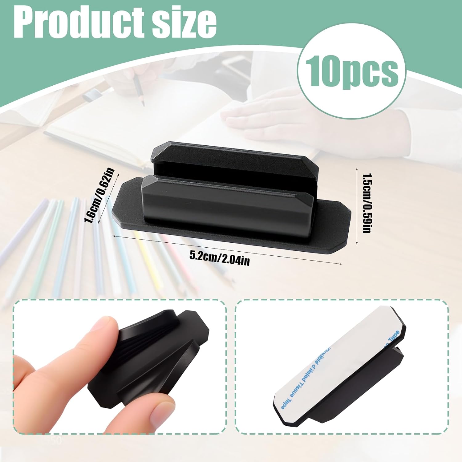 10-Pack Adhesive Pencil Holder for Desk - Multicolor Silicone Pen Holder - Flexible Pencil Holders for Desk, Walls Clipboards, Classroom Office Accessories Teacher Supplies - Image 1