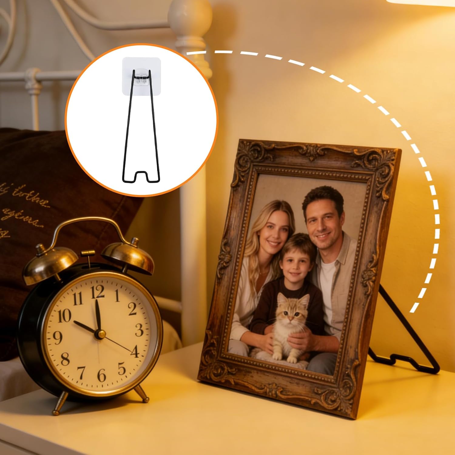4Pcs Picture Frame Stand - Black Metal Table top easel -Heavy Duty Picture Holder Stand with Self-Adhesive for 5.9 to 10.2 inch Picture Frame Easel 5.12“ x 2.17” - Image 3