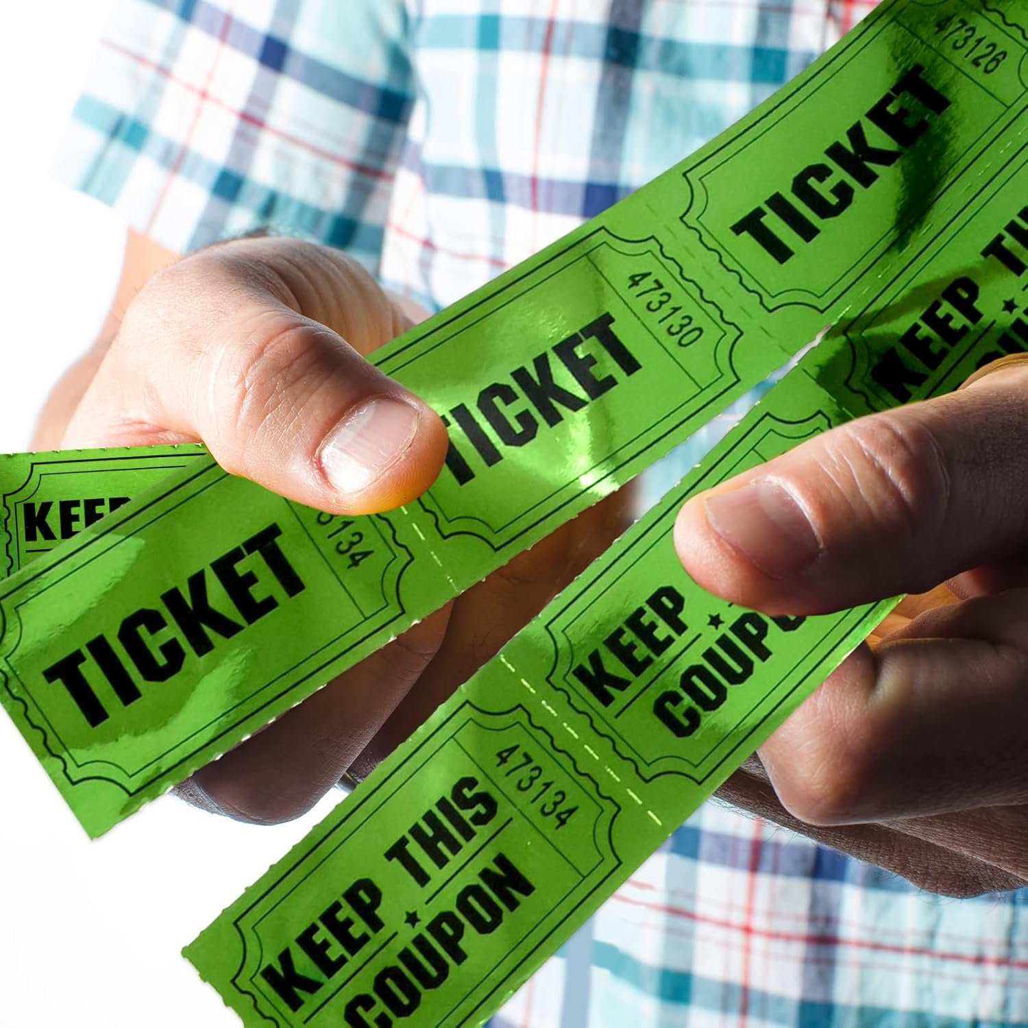 ceiba tree 1000 Raffle Tickets Double Roll Metallic Green Foil Ticket for Events Carnivals Entry Class Reward Prizes Party Supplies - Image 6