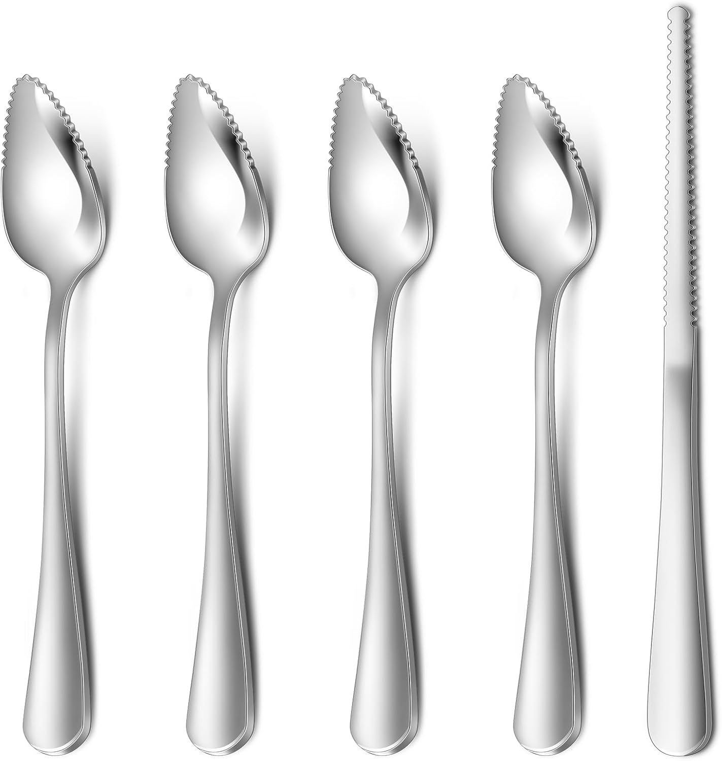 4-piece Grapefruit Spoons and Grapefruit Knife, 18/8 Stainless Steel - Image 1