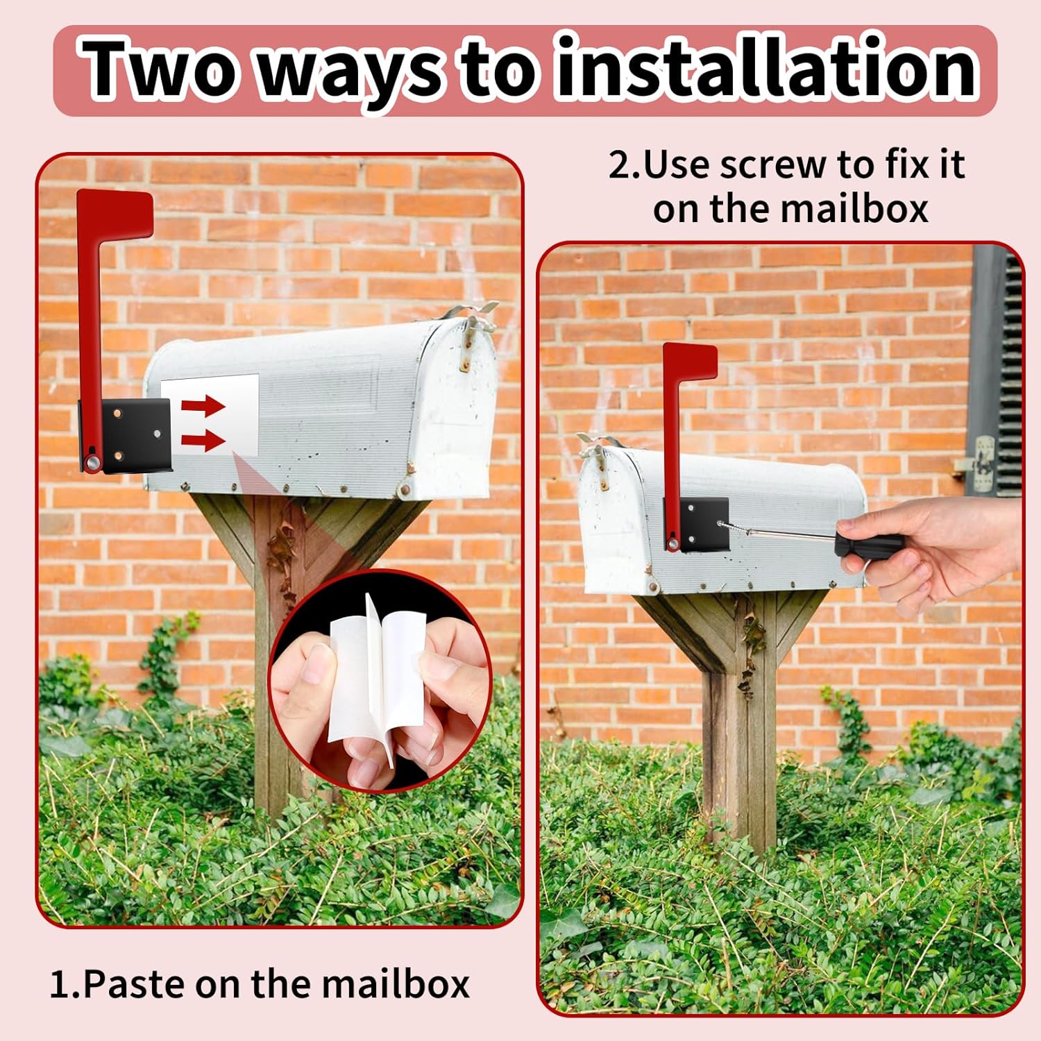 Flag for Mailbox,Red Mailbox Flag Replacement Kit Stainless Steel Mail Box Flags for Outside Metal Wood Wall Two Installation Options - Image 2
