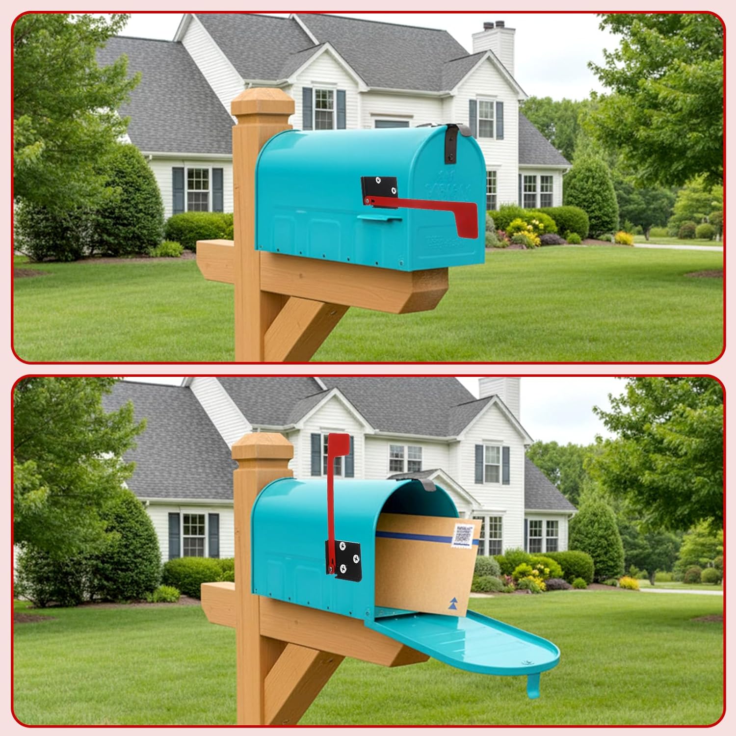Flag for Mailbox,Red Mailbox Flag Replacement Kit Stainless Steel Mail Box Flags for Outside Metal Wood Wall Two Installation Options - Image 4