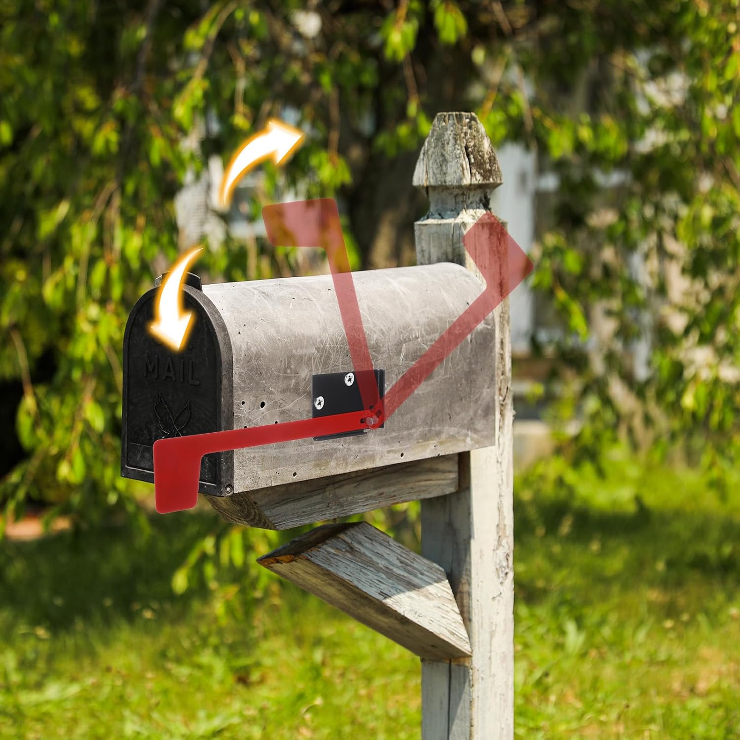 Flag for Mailbox,Red Mailbox Flag Replacement Kit Stainless Steel Mail Box Flags for Outside Metal Wood Wall Two Installation Options - Image 5