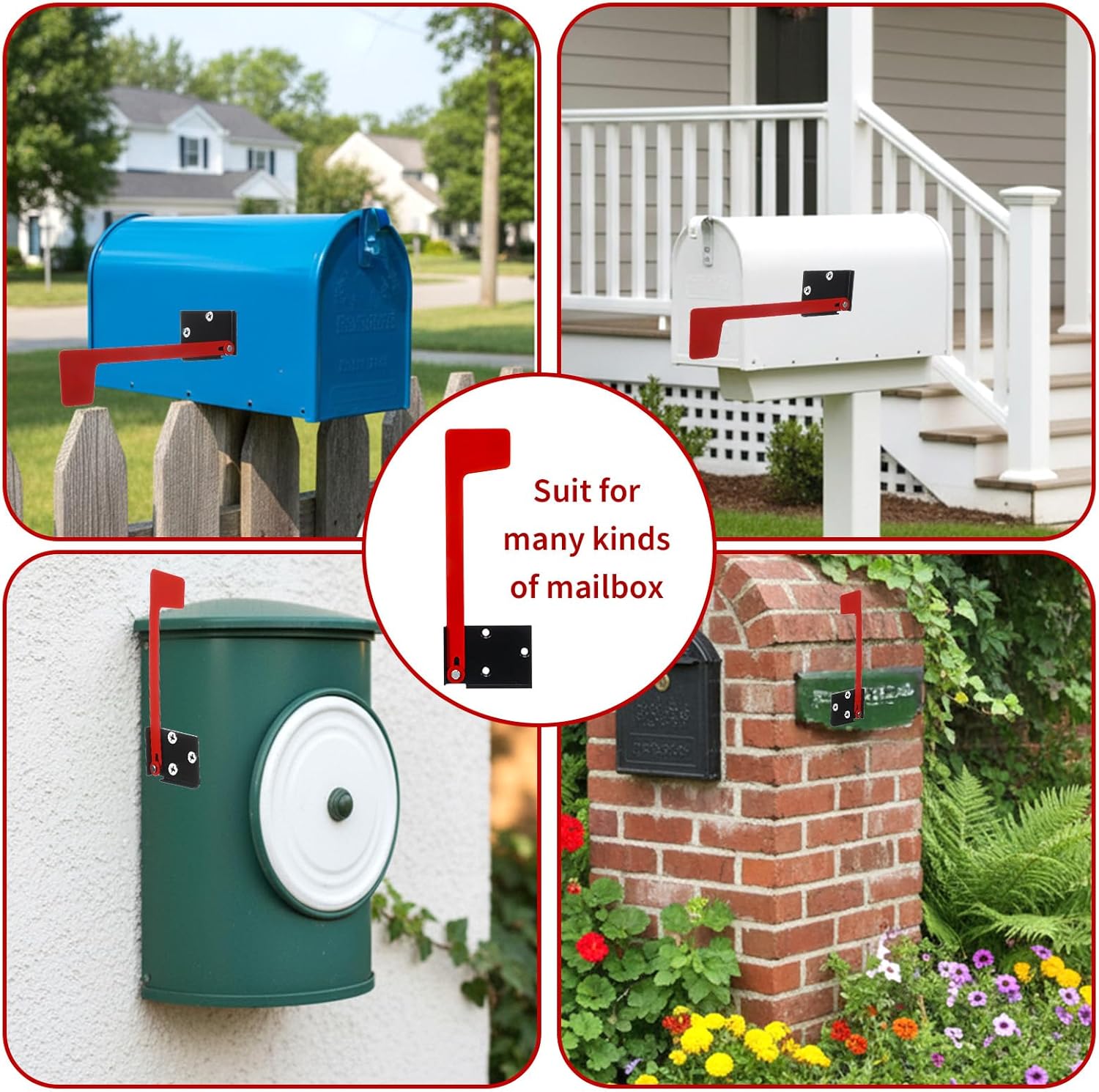Flag for Mailbox,Red Mailbox Flag Replacement Kit Stainless Steel Mail Box Flags for Outside Metal Wood Wall Two Installation Options - Image 6