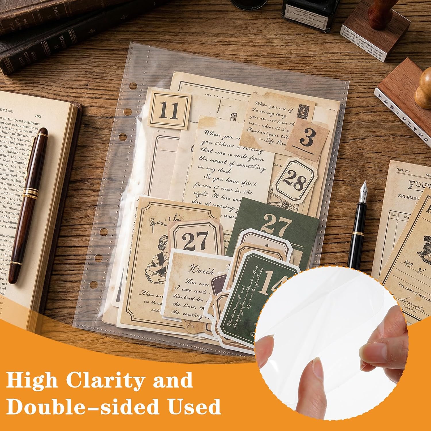 20 Sheets Clear Binder Sleeves - A5 6 Ring Binder Pocket Sheets Protectors, Double Sided Pet Clear Page Protectors for Cards Photocards Postcards Pictures Stickers Cash Organizer - Image 3