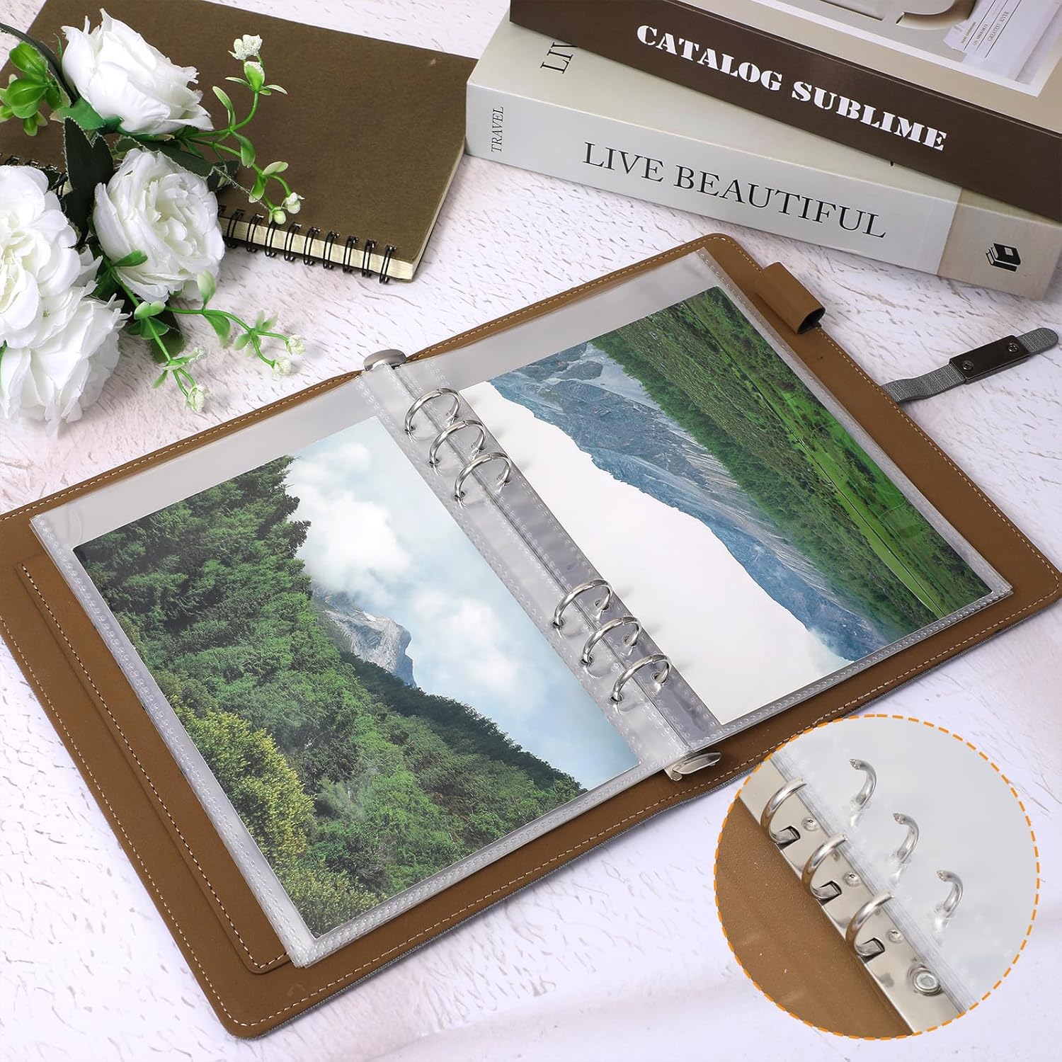 20 Sheets Clear Binder Sleeves - A5 6 Ring Binder Pocket Sheets Protectors, Double Sided Pet Clear Page Protectors for Cards Photocards Postcards Pictures Stickers Cash Organizer - Image 5