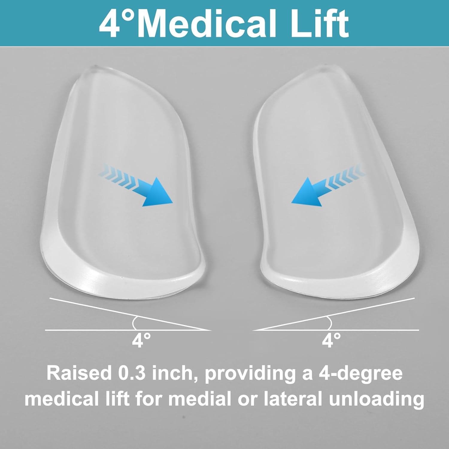 5 Pairs Medial & Lateral Heel Wedge Silicone Insoles, Corrective Adhesive Shoe Inserts for Foot Alignment Knock Knee Pain Bow Legs Osteoarthritis for Men Women - Image 2
